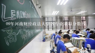 09年河南财经政法大学各专业录取分数线