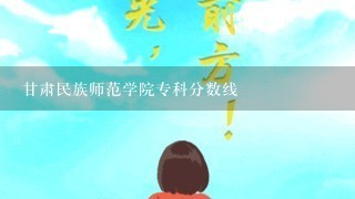 甘肃民族师范学院专科分数线